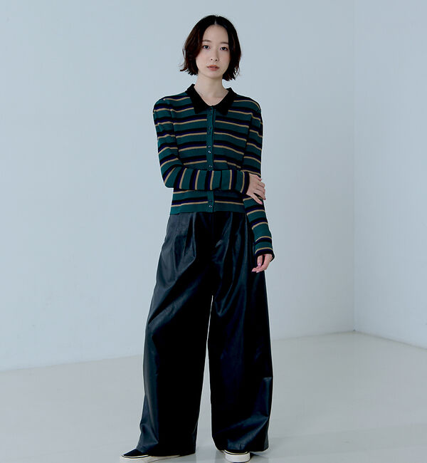 NOMINE「ショルダータック ポロニット カーディガン」|ニット・セーター|