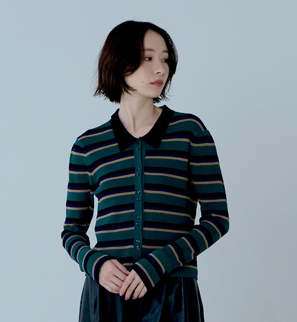 NOMINE「ショルダータック ポロニット カーディガン」|ニット・セーター|