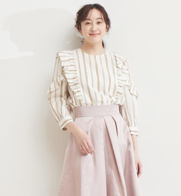 TIARA「flowyフリルブラウス」|シャツ・ブラウス|ベージュ