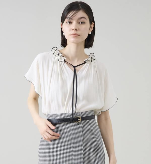 TIARA「バイカラーメローブラウス」|シャツ・ブラウス|