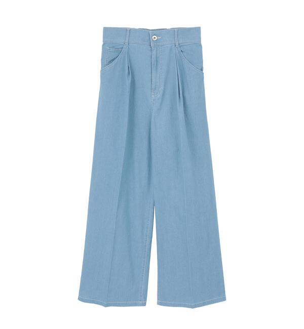 TIARA「デニムタックパンツ」|デニム|ライトブルー