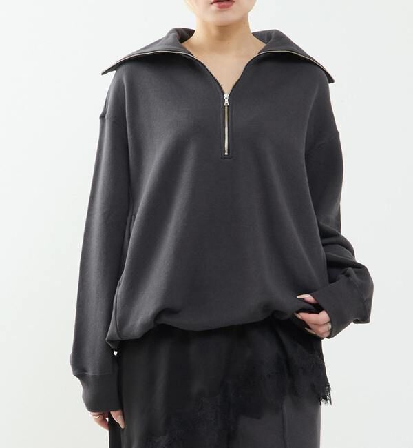 SOFFITTO「【A_/エース】ハーフジッププルオーバー」|スウェット・ジャージ|ブラック