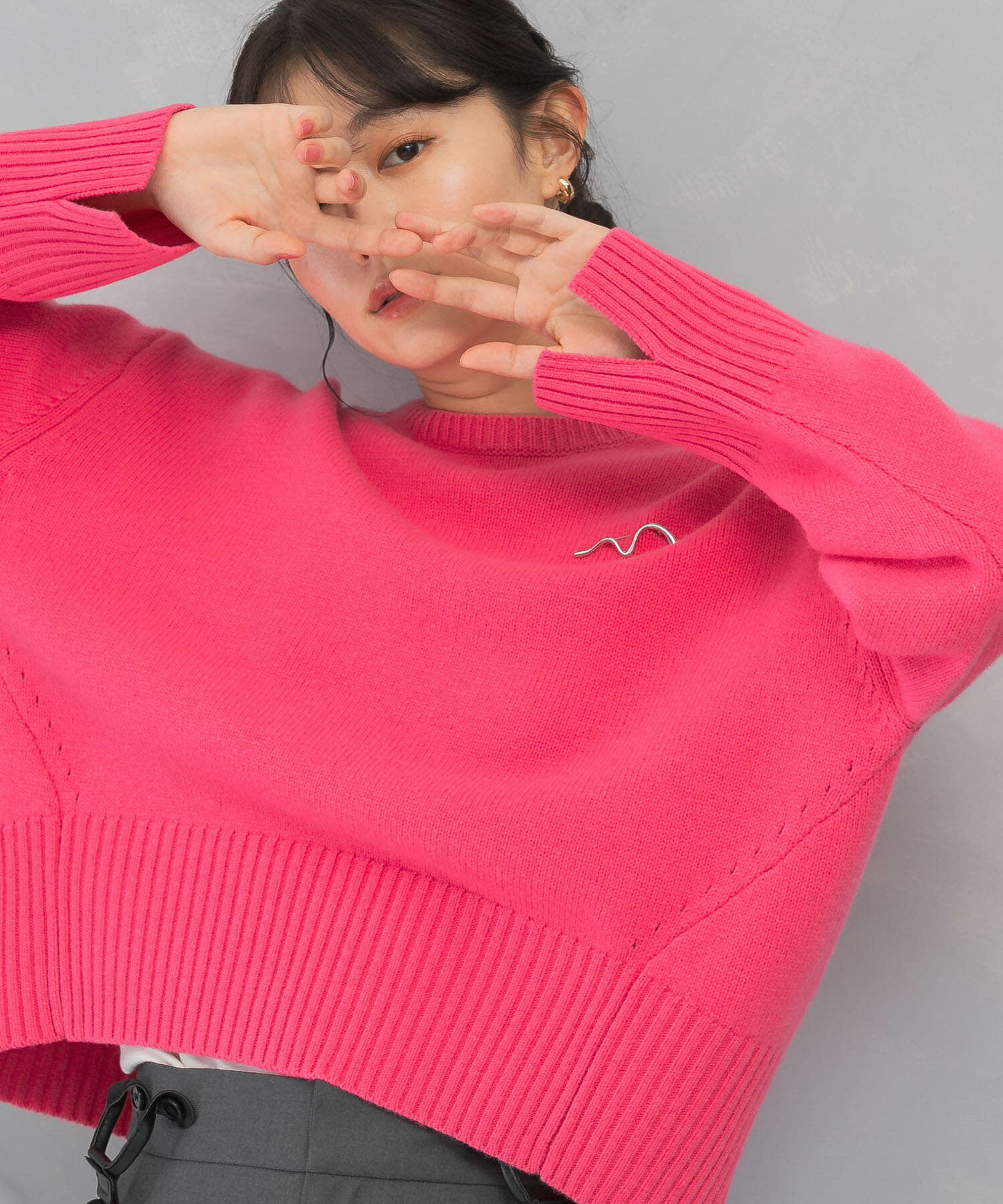 URBAN RESEARCH ROSSO「エクストラファインシームデザインニット」|ニット・セーター|ピンク