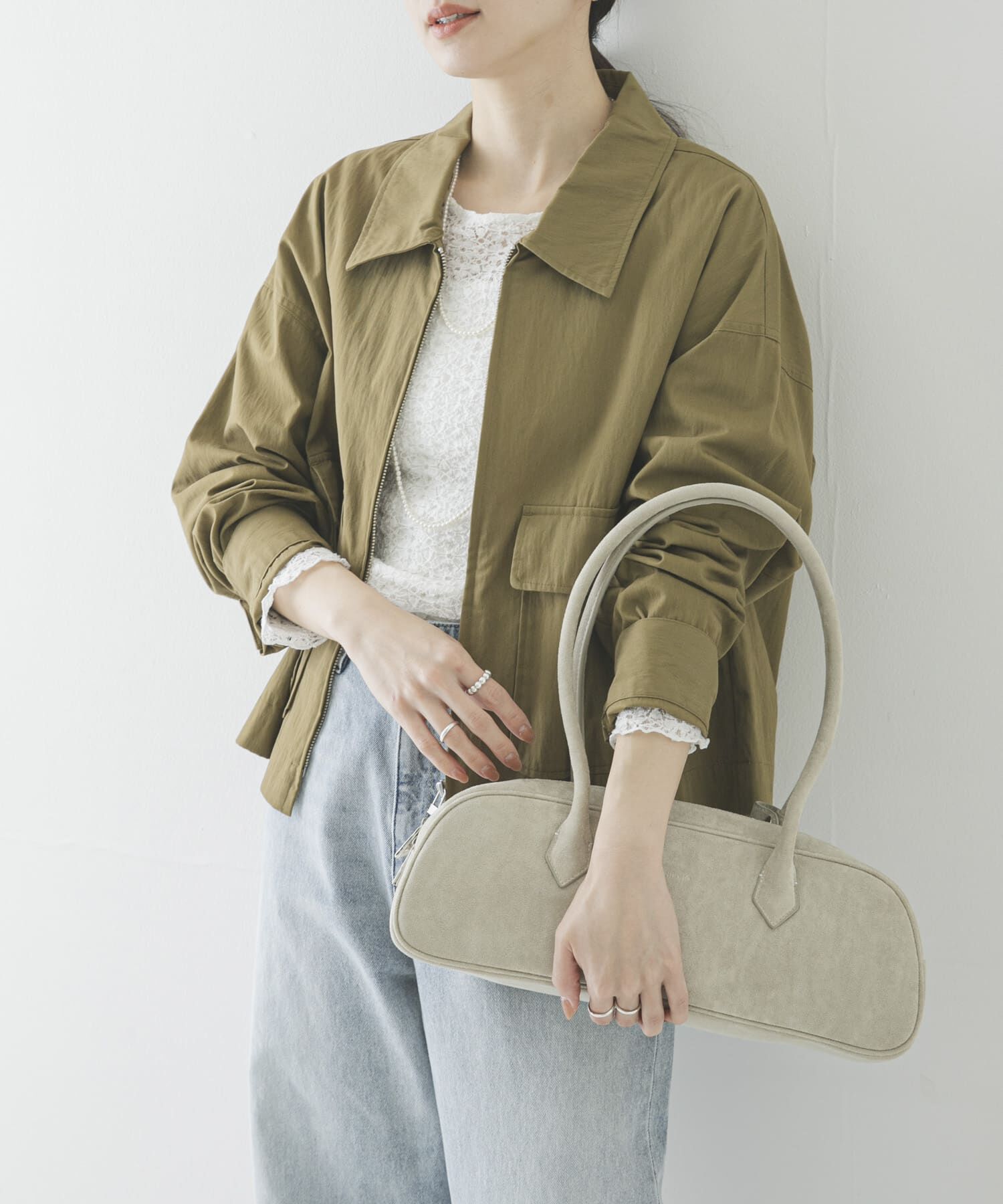 URBAN RESEARCH「コットンナイロンジップブルゾン」|ブルゾン・スタジャン|カーキ