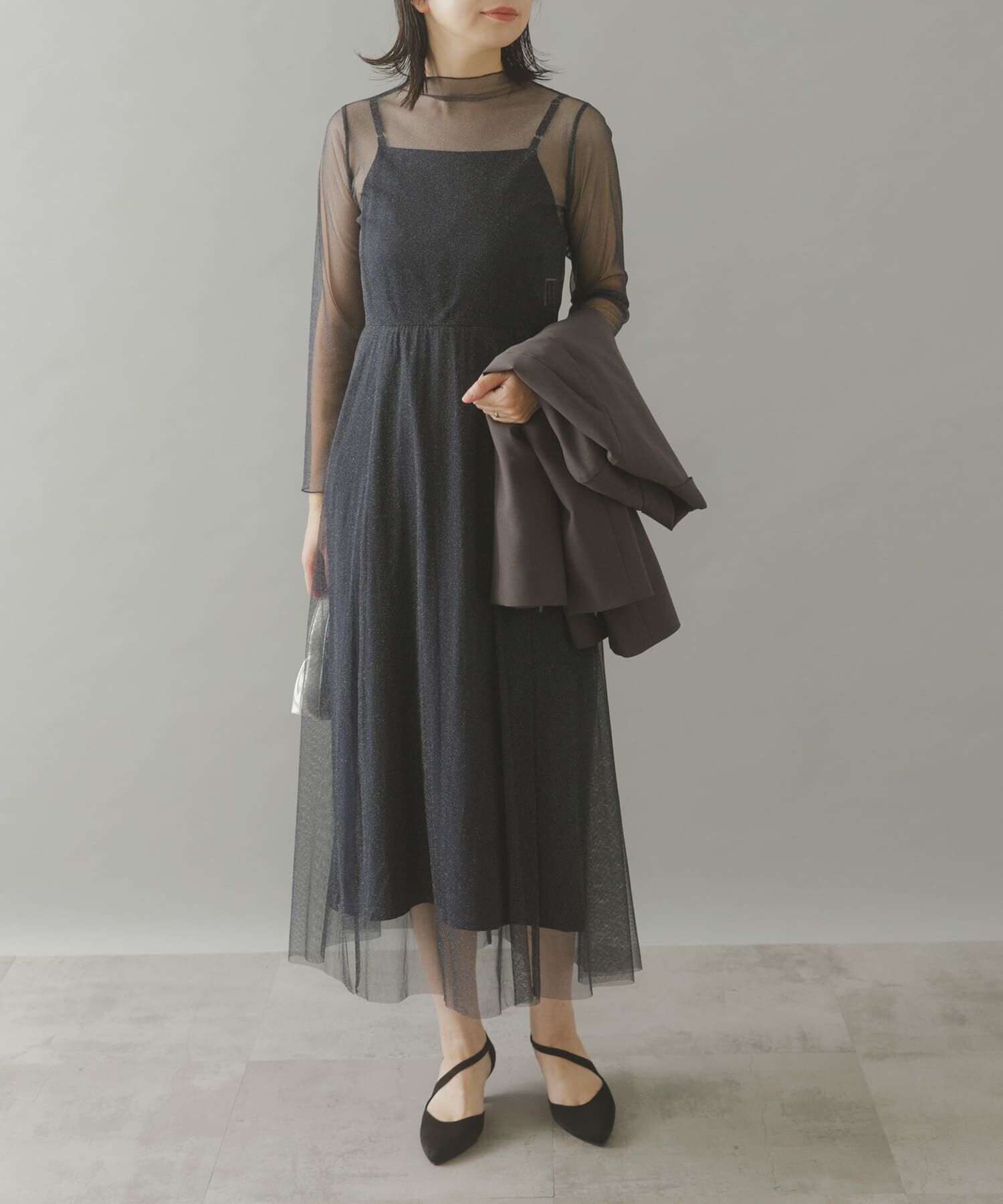 URBAN RESEARCH ROSSO「kaene　ラメチュールメローワンピース」|ワンピース|