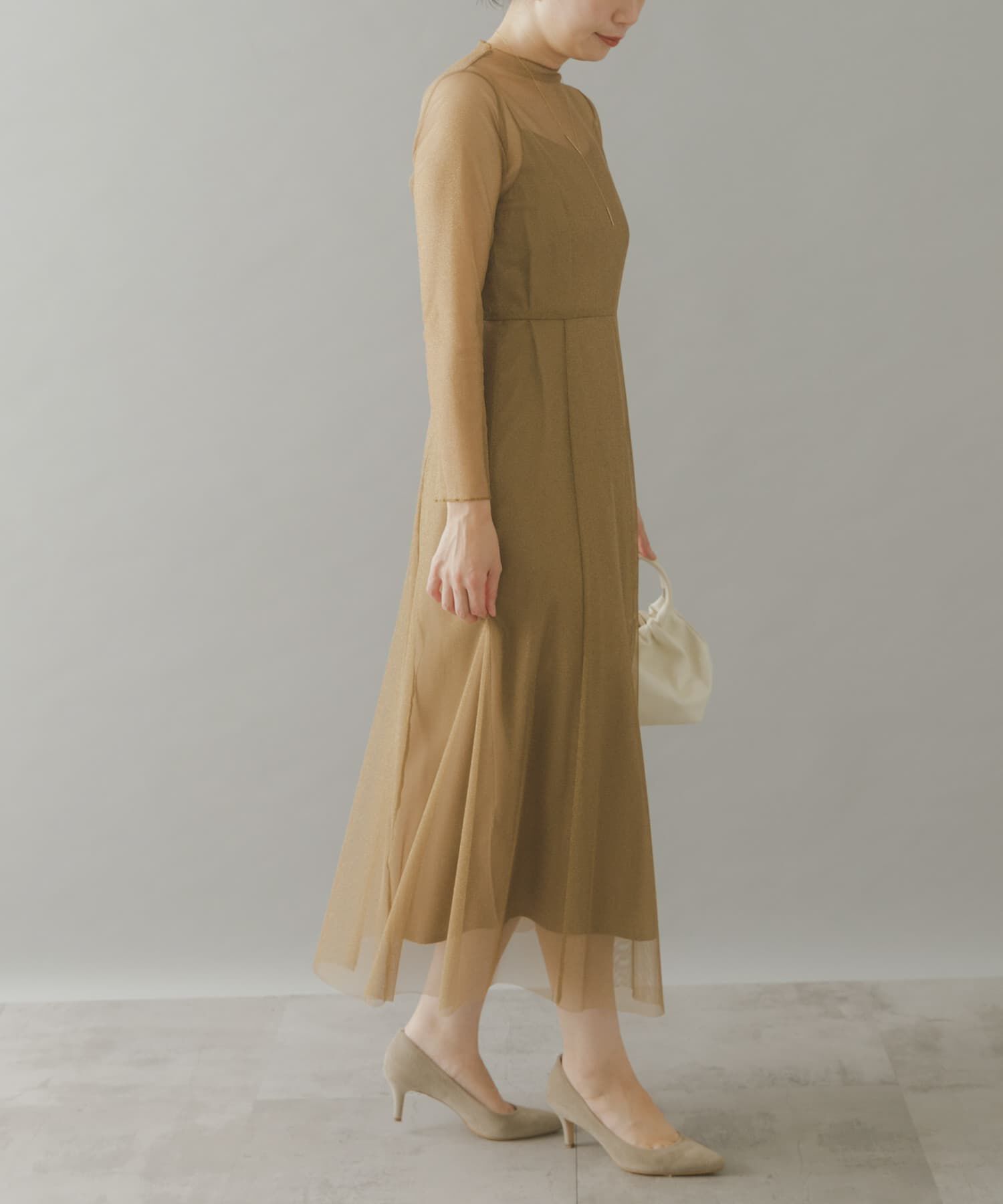 URBAN RESEARCH ROSSO「kaene　ラメチュールメローワンピース」|ワンピース|