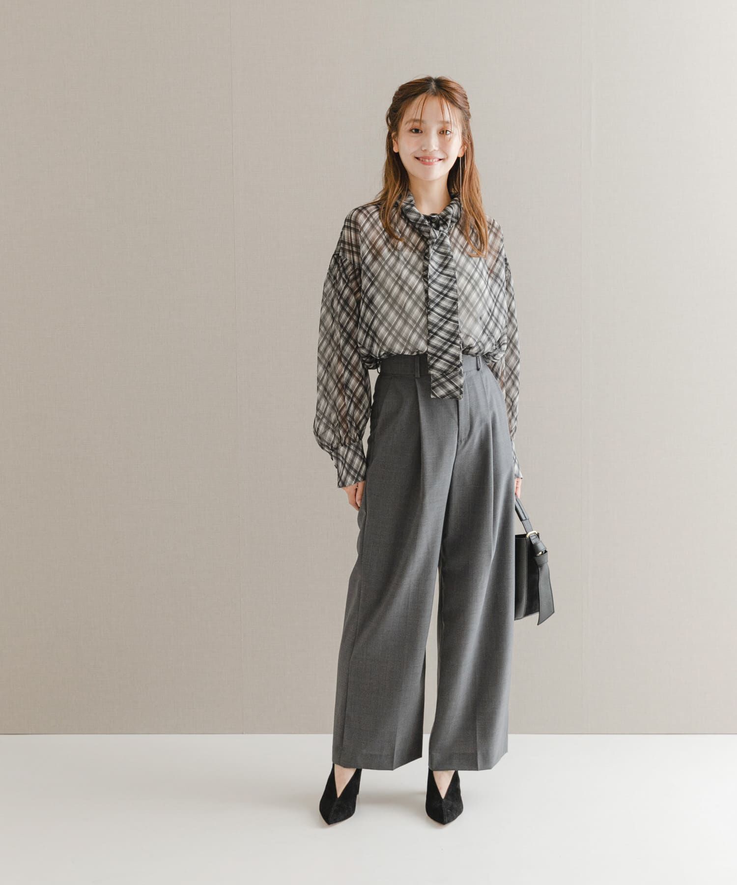 URBAN RESEARCH ROSSO「チェックボウタイボリュームブラウス」|シャツ・ブラウス|