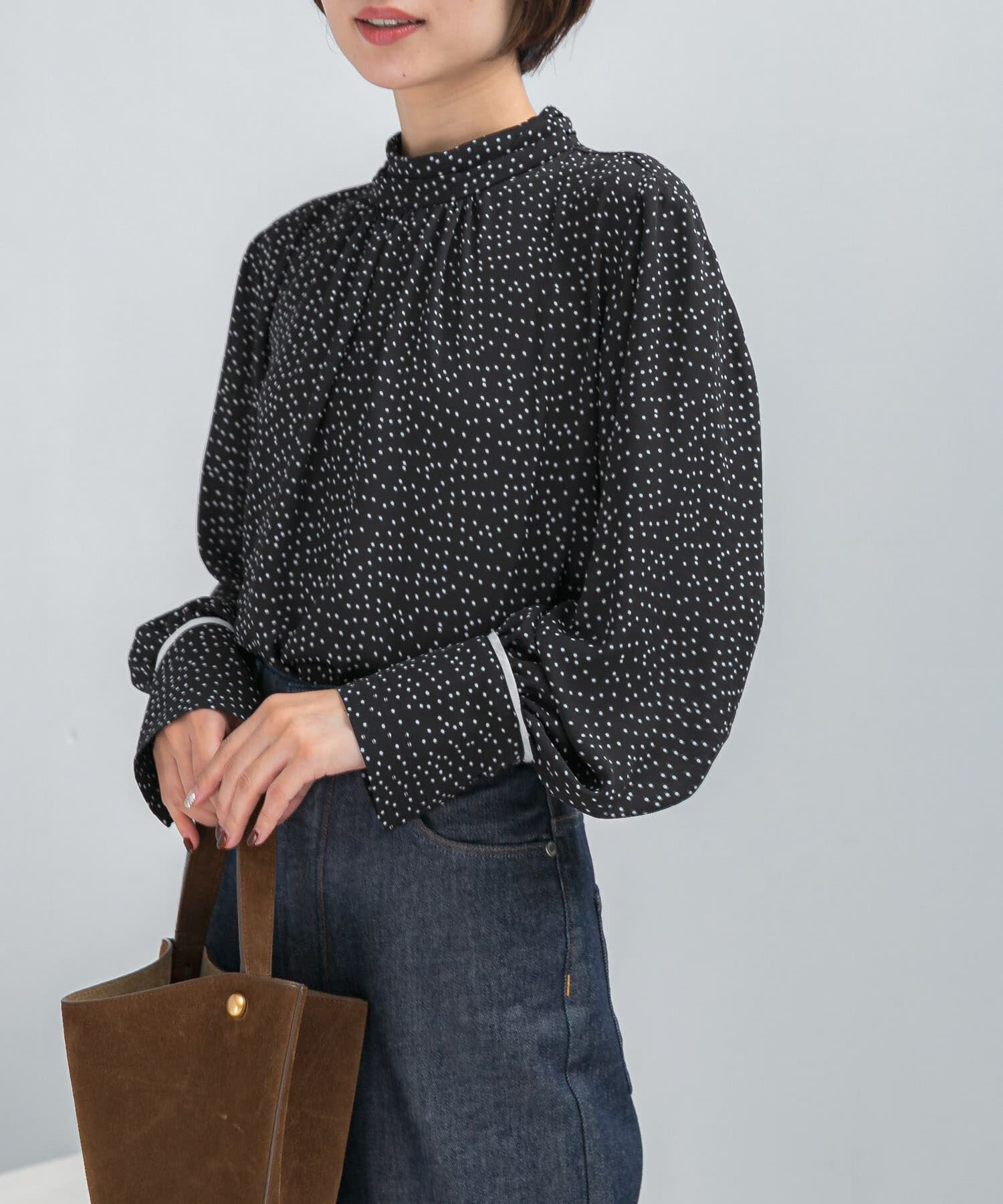 URBAN RESEARCH ROSSO「ギャザーハイネックブラウス」|シャツ・ブラウス|