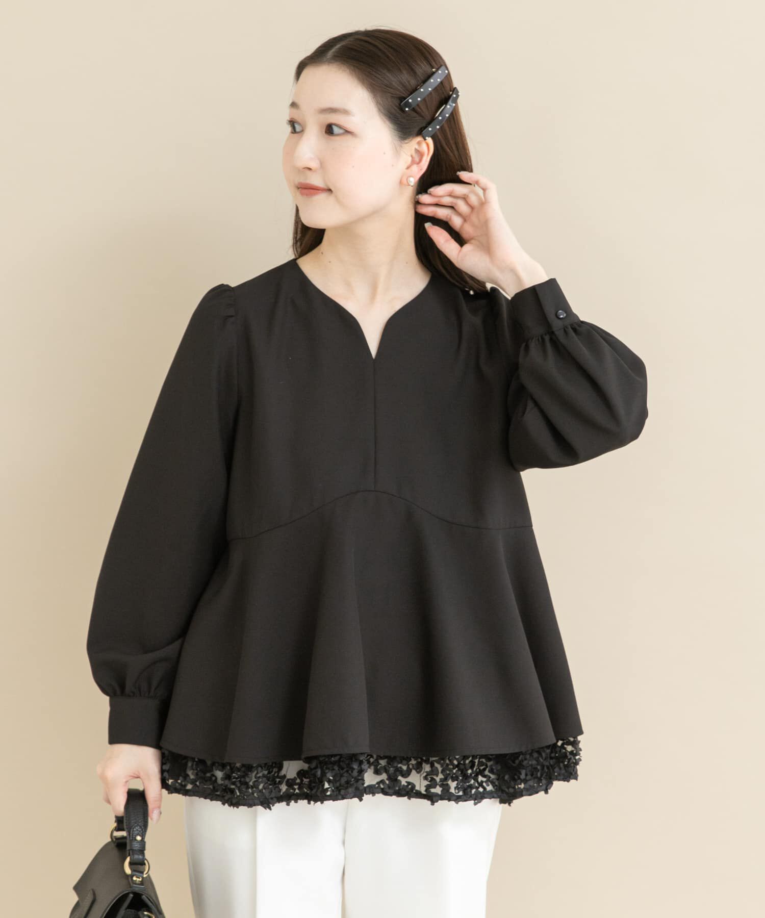 URBAN RESEARCH ROSSO「『WEB限定』レイヤードペプラムブラウス」|シャツ・ブラウス|