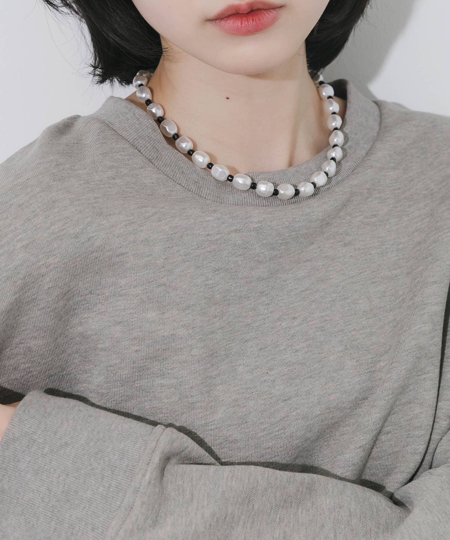 SMELLY「ステンレスパールビーズネックレス」|ネックレス|