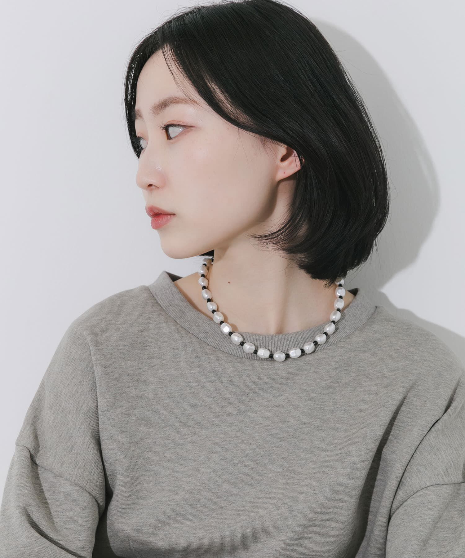 SMELLY「ステンレスパールビーズネックレス」|ネックレス|