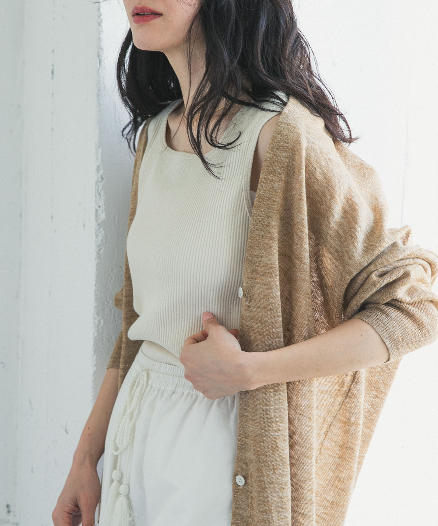 URBAN RESEARCH DOORS「針抜きテレコスクエアタンクトップ」|タンクトップ|アイボリー