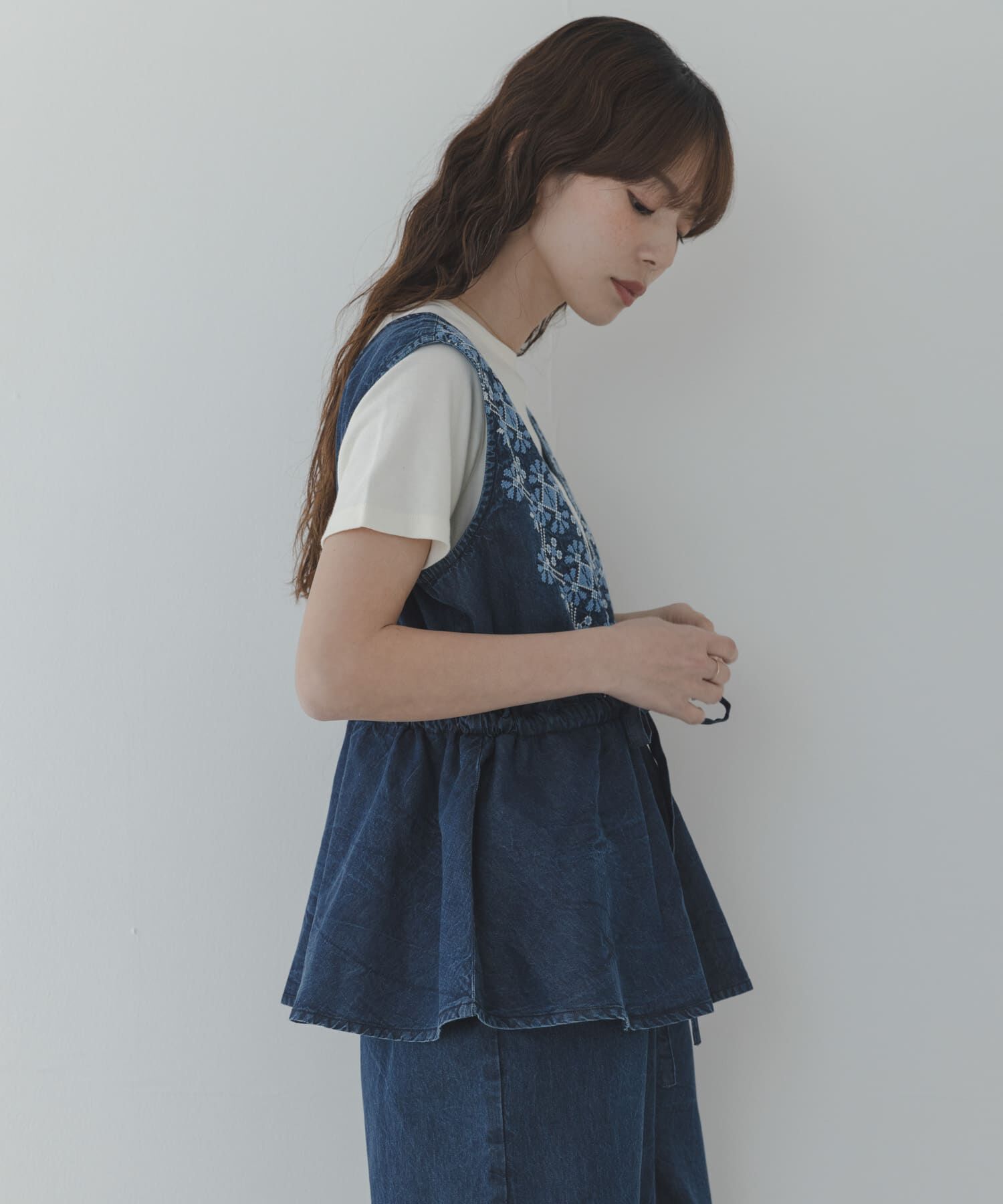 Sonny Label 「クロス刺繍ペプラムサロペット」|オールインワン|