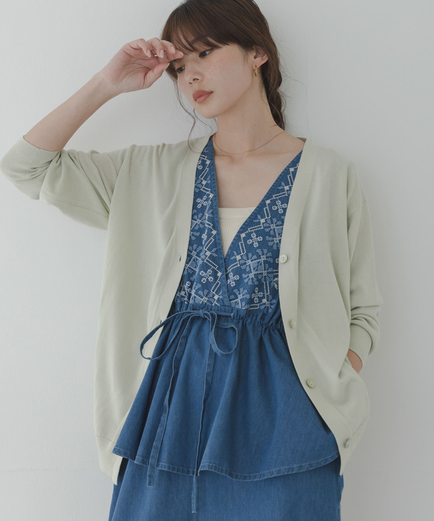 Sonny Label 「クロス刺繍ペプラムサロペット」|オールインワン|