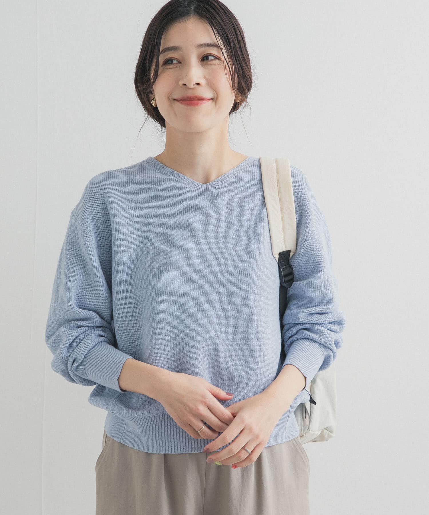 URBAN RESEARCH DOORS「コットン畦Vネックニット」|ニット・セーター|