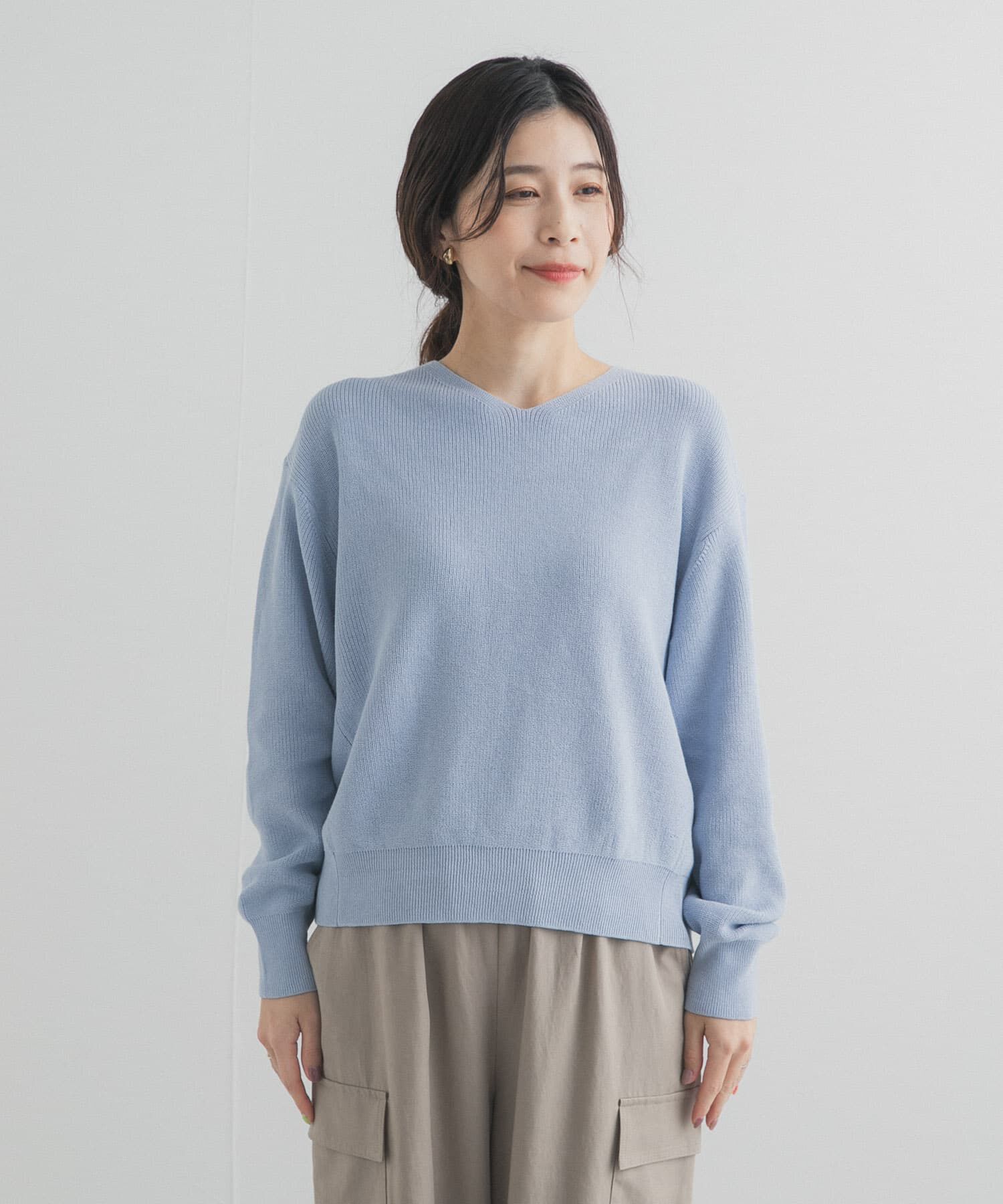 URBAN RESEARCH DOORS「コットン畦Vネックニット」|ニット・セーター|