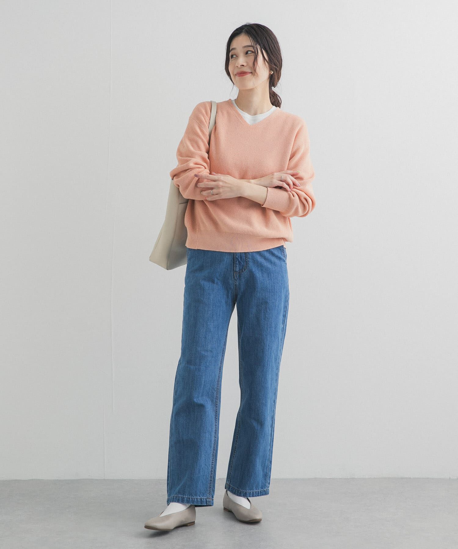 URBAN RESEARCH DOORS「コットン畦Vネックニット」|ニット・セーター|