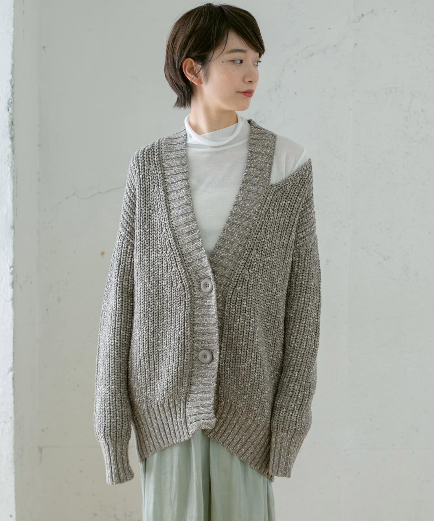  「ショルダースリットBIGカーディガン」|カーディガン|
