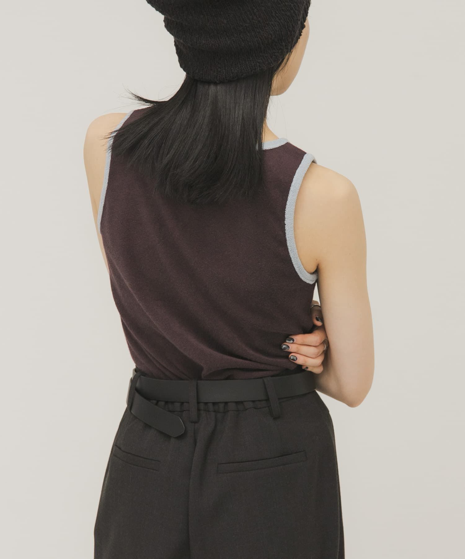  「バイカラーパイルタンク」|タンクトップ|