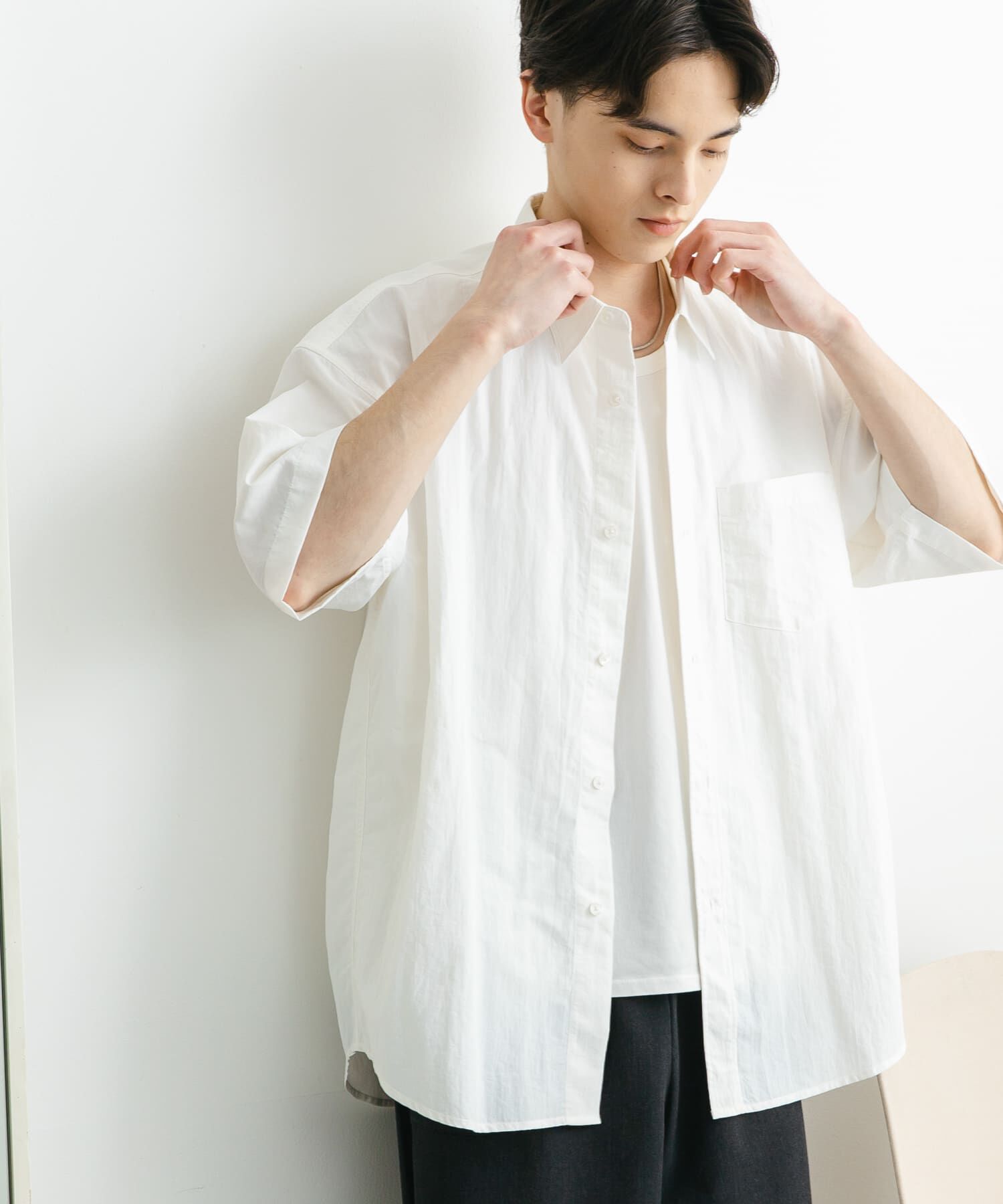 SENSE OF PLACE by URBAN RESEARCH「ナイロンレギュラーカラールーズショートスリーブシャツ」|シャツ・ブラウス|