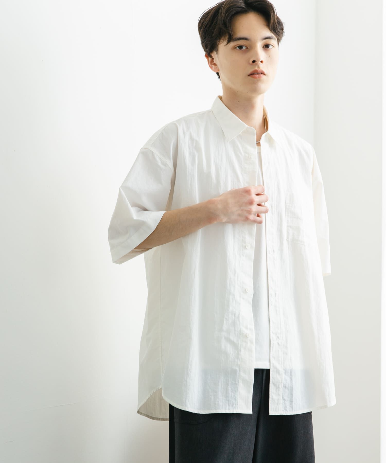 SENSE OF PLACE by URBAN RESEARCH「ナイロンレギュラーカラールーズショートスリーブシャツ」|シャツ・ブラウス|