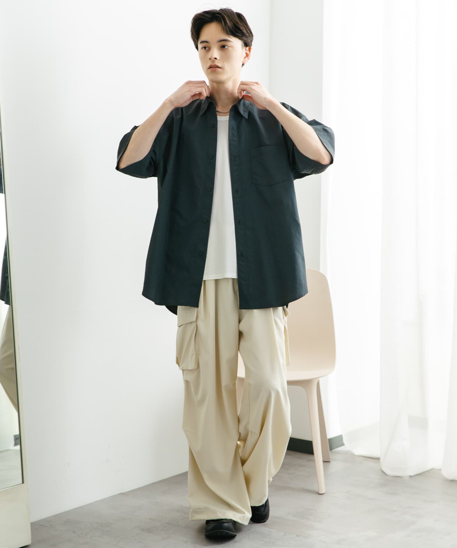 SENSE OF PLACE by URBAN RESEARCH「ナイロンレギュラーカラールーズショートスリーブシャツ」|シャツ・ブラウス|