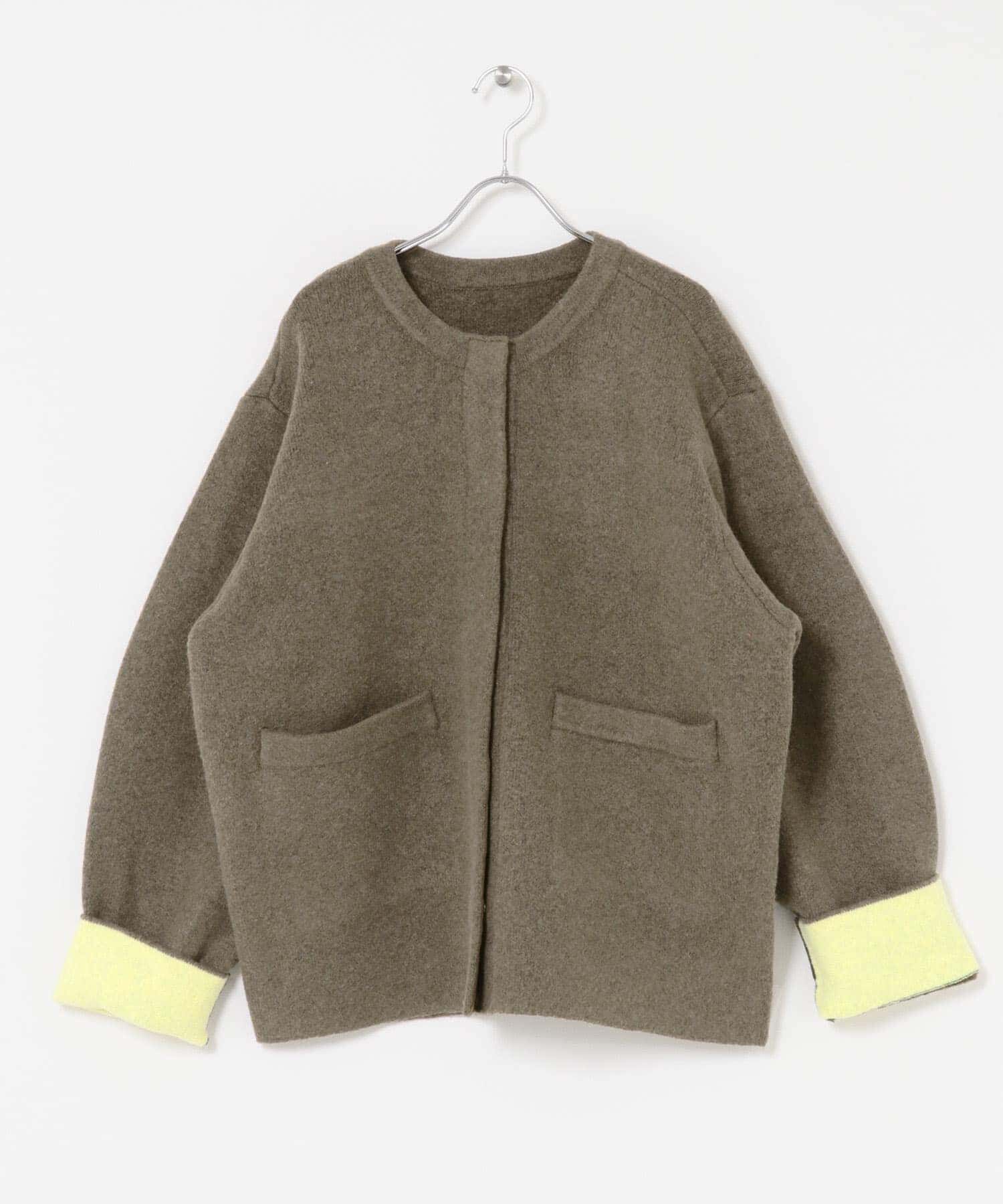 SENSE OF PLACE by URBAN RESEARCH「バイカラーニットコート」|ノーカラーコート|