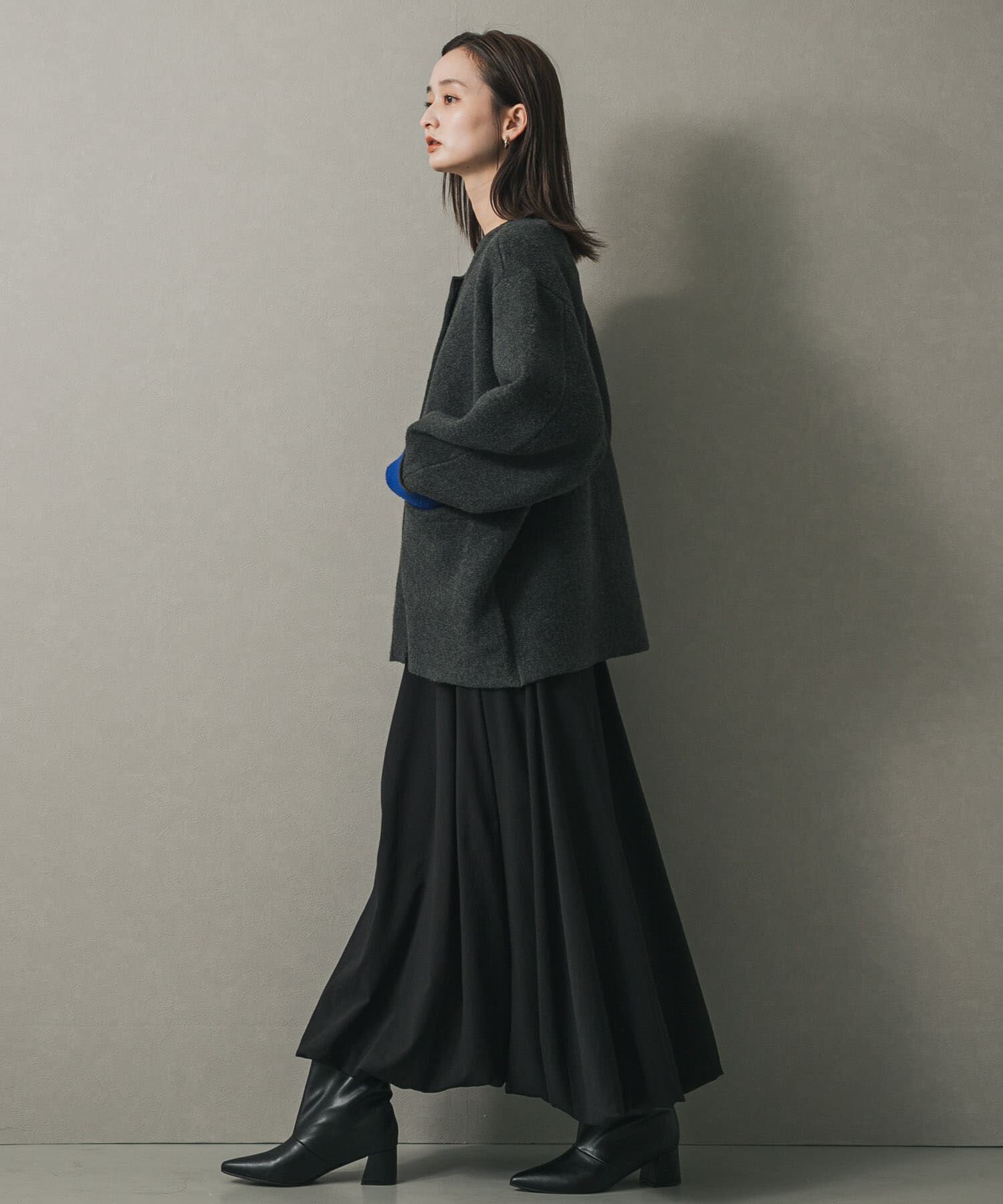 SENSE OF PLACE by URBAN RESEARCH「バイカラーニットコート」|ノーカラーコート|