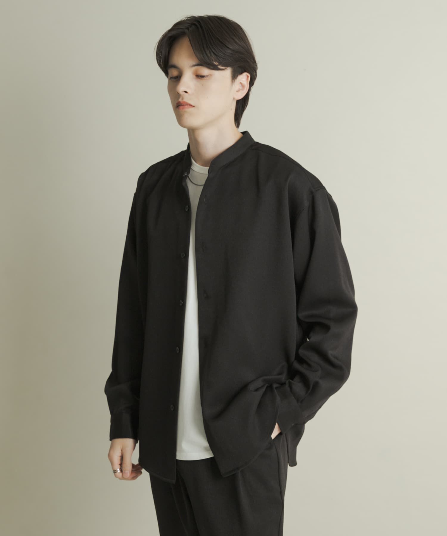 SENSE OF PLACE by URBAN RESEARCH「ウールライクバンドカラールーズシャツ」|シャツ・ブラウス|