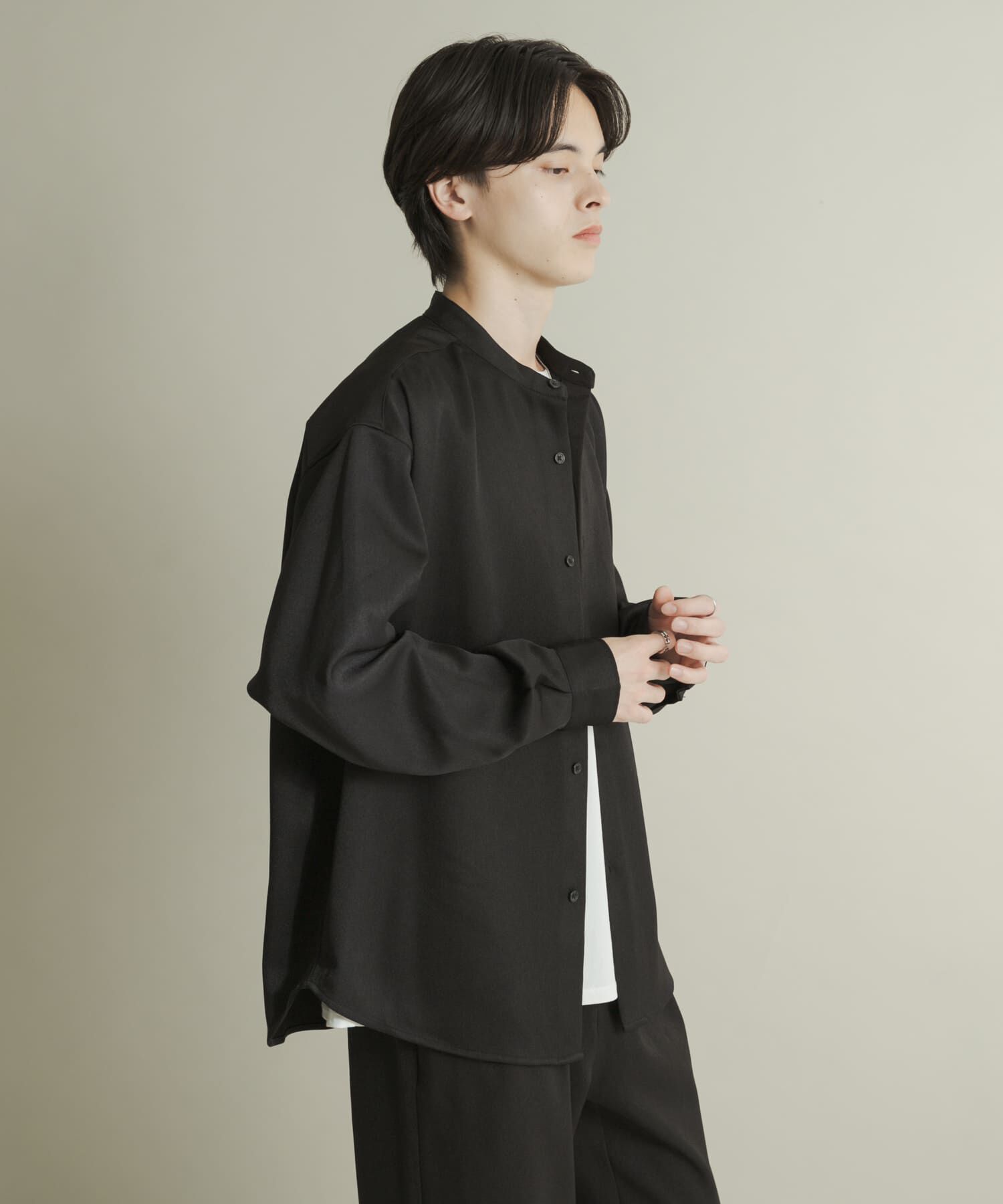 SENSE OF PLACE by URBAN RESEARCH「ウールライクバンドカラールーズシャツ」|シャツ・ブラウス|