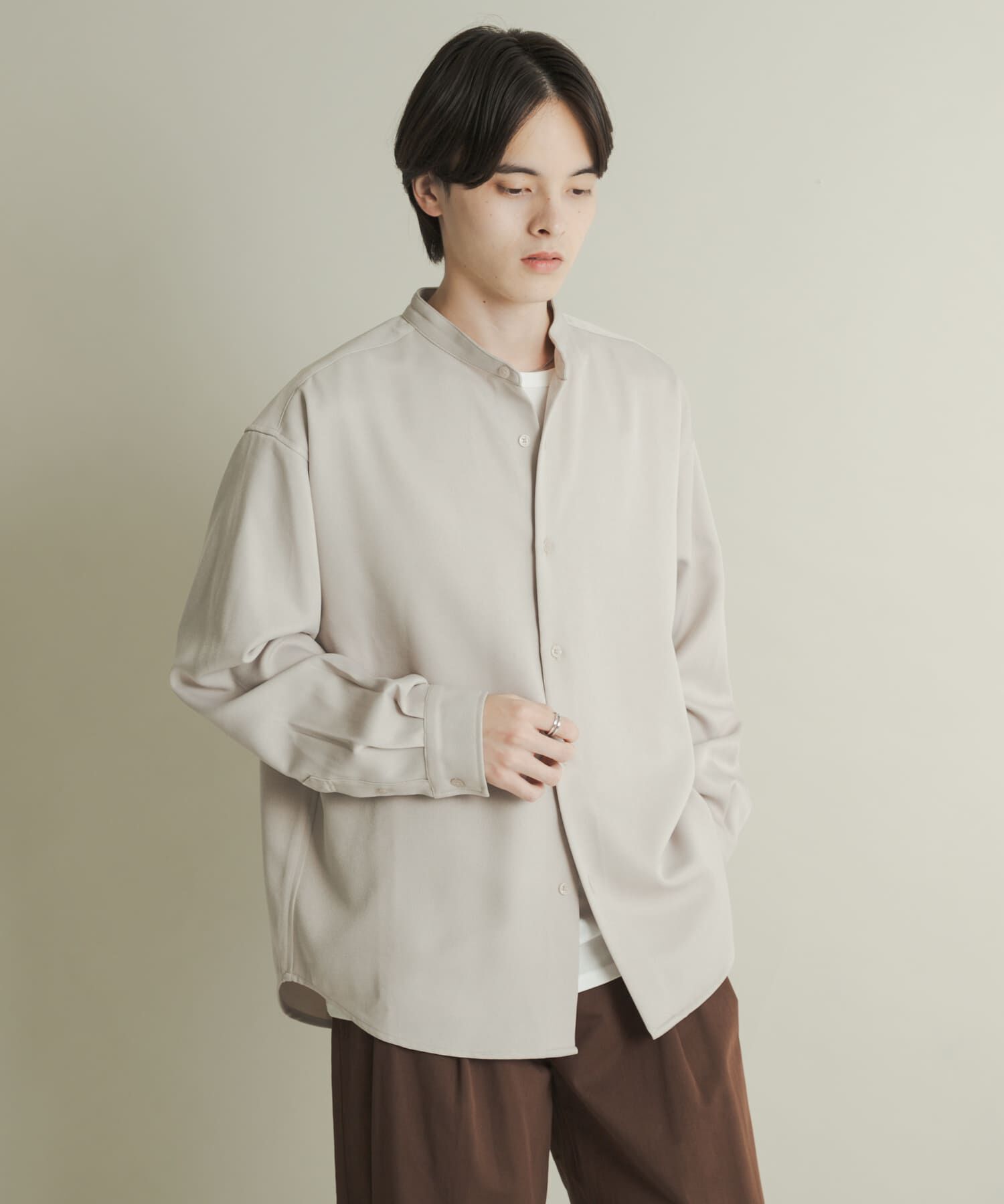 SENSE OF PLACE by URBAN RESEARCH「ウールライクバンドカラールーズシャツ」|シャツ・ブラウス|