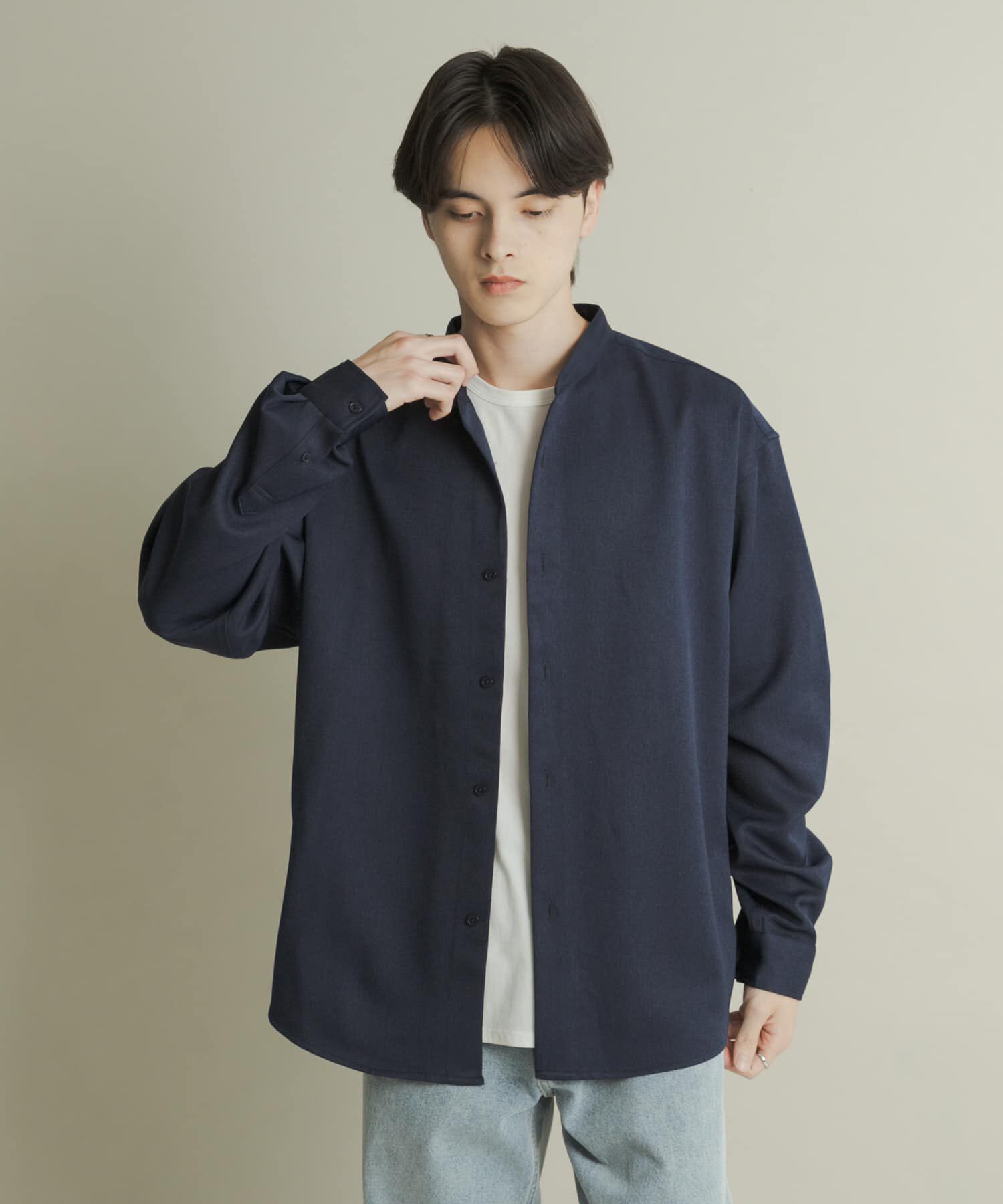 SENSE OF PLACE by URBAN RESEARCH「ウールライクバンドカラールーズシャツ」|シャツ・ブラウス|