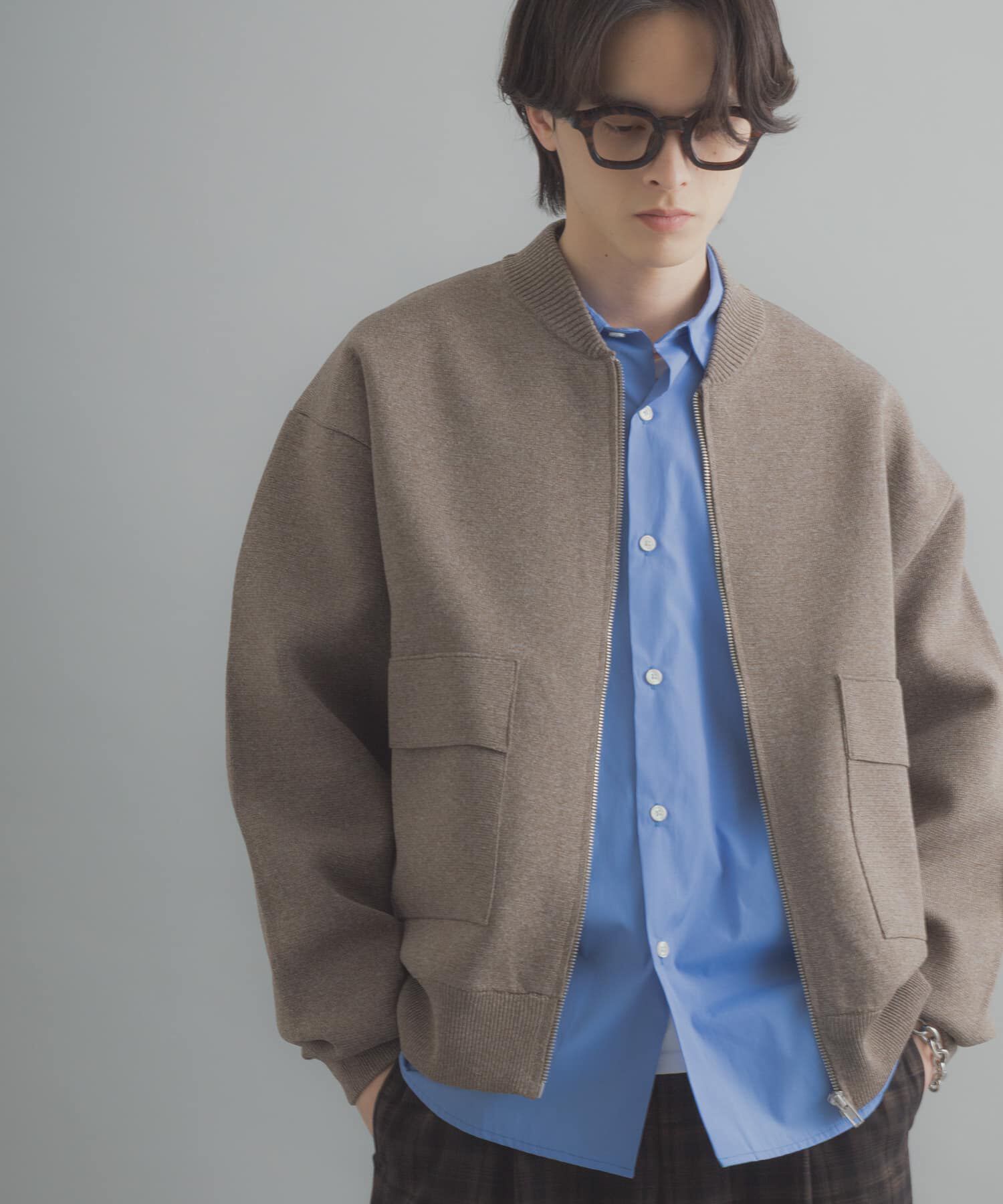 SENSE OF PLACE by URBAN RESEARCH「『洗濯可』ダブルポケットニットブルゾン」|ブルゾン・スタジャン|