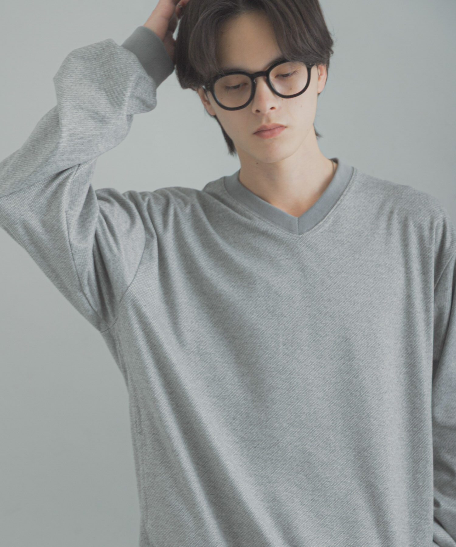 SENSE OF PLACE by URBAN RESEARCH「ライトカットメルトンVネックプルオーバー」|Tシャツ・カットソー|グレー