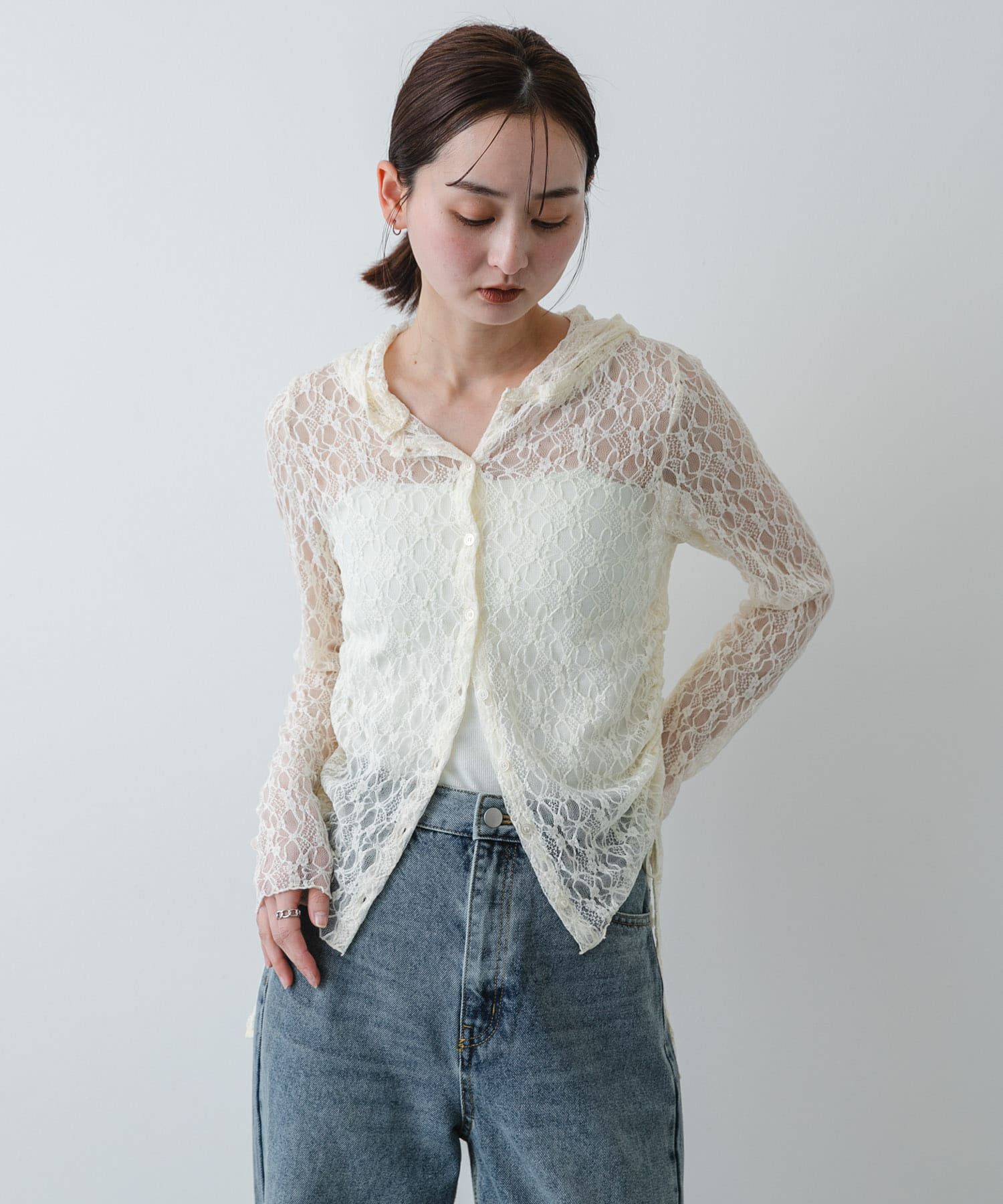 SENSE OF PLACE by URBAN RESEARCH「『洗濯可』フーディレースカットトップ」|その他|