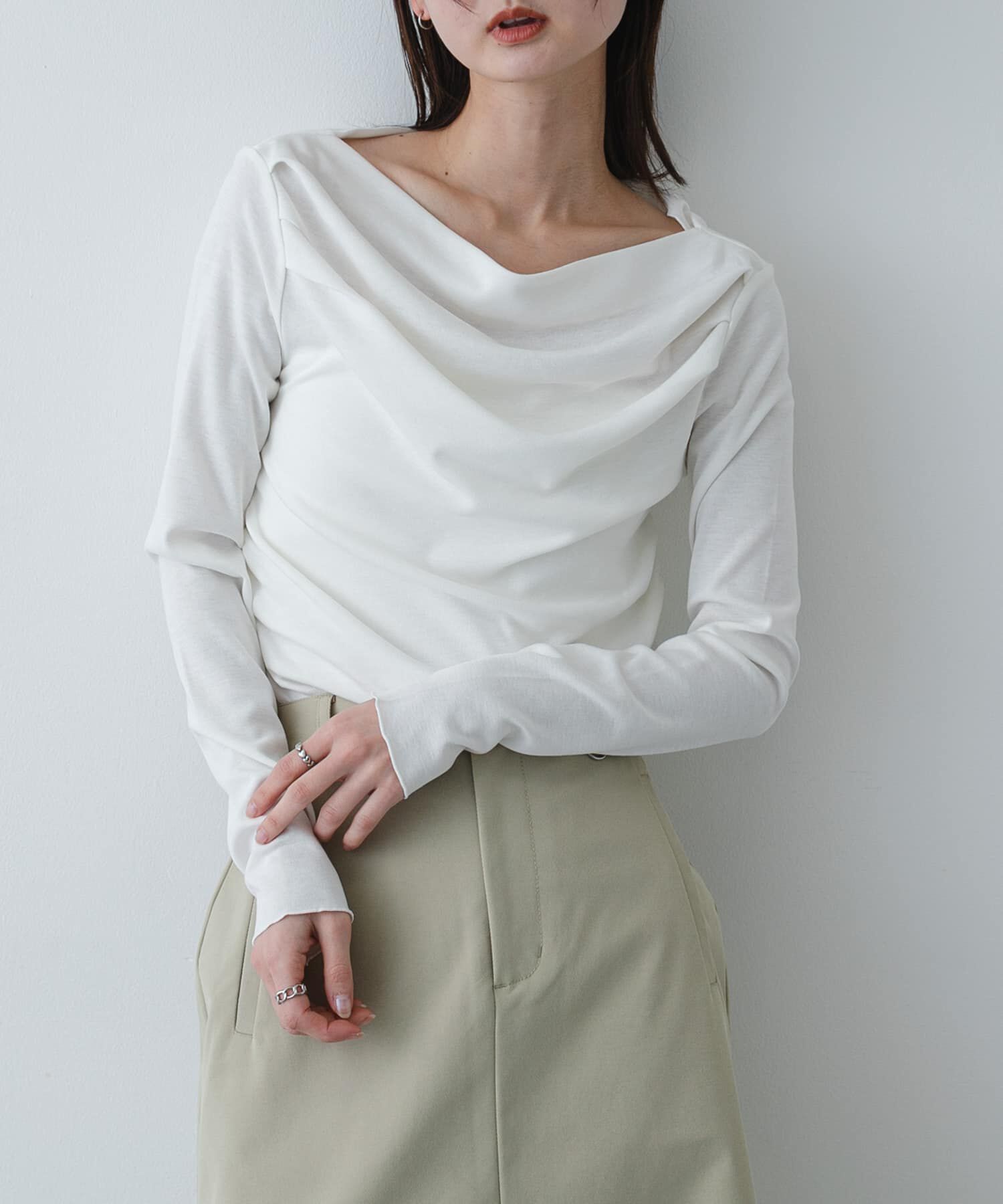 SENSE OF PLACE by URBAN RESEARCH「シアードレープリブトップ」|Tシャツ・カットソー|オフホワイト