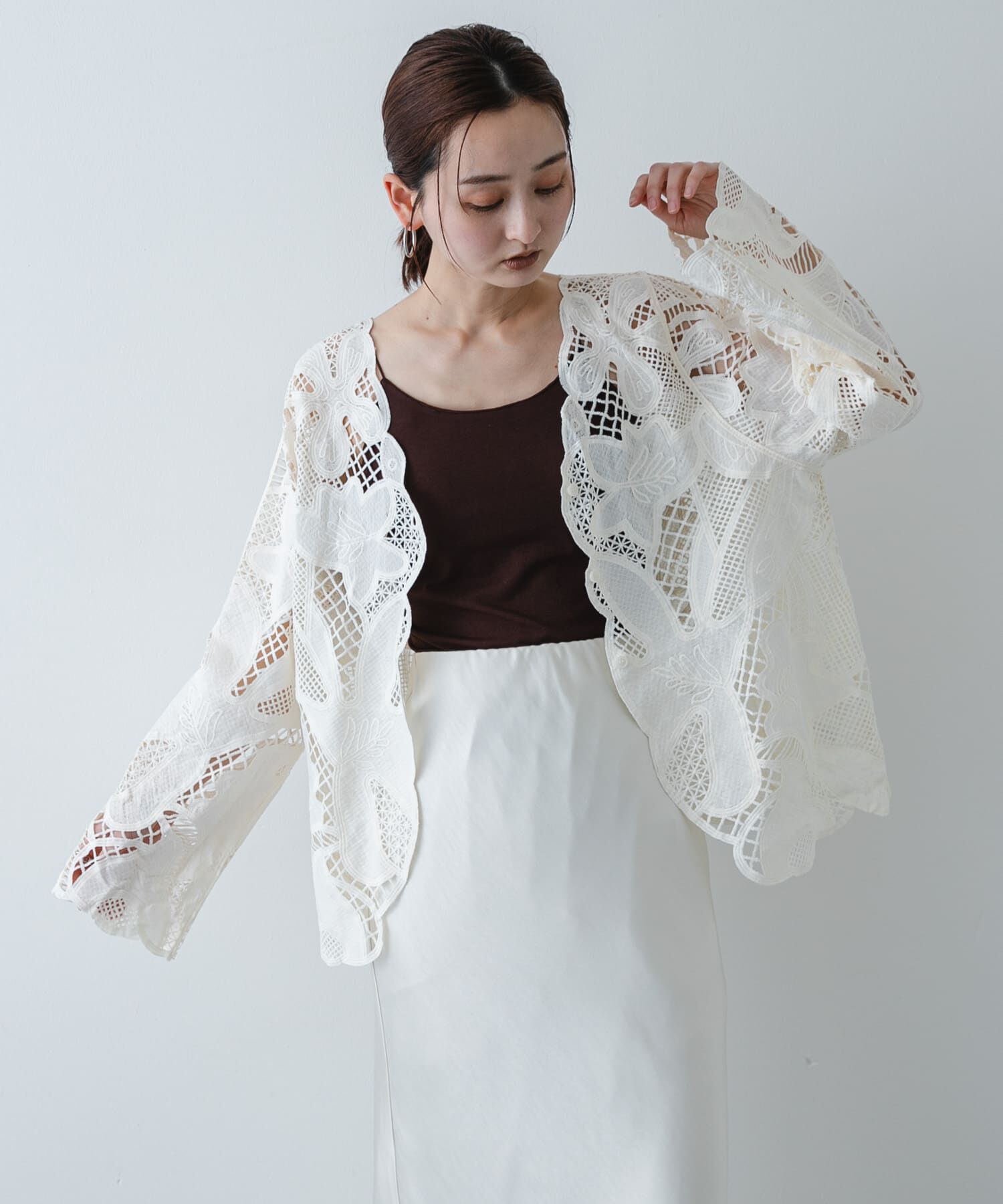 SENSE OF PLACE by URBAN RESEARCH「ノーカラーレースジャケット」|ノーカラージャケット|