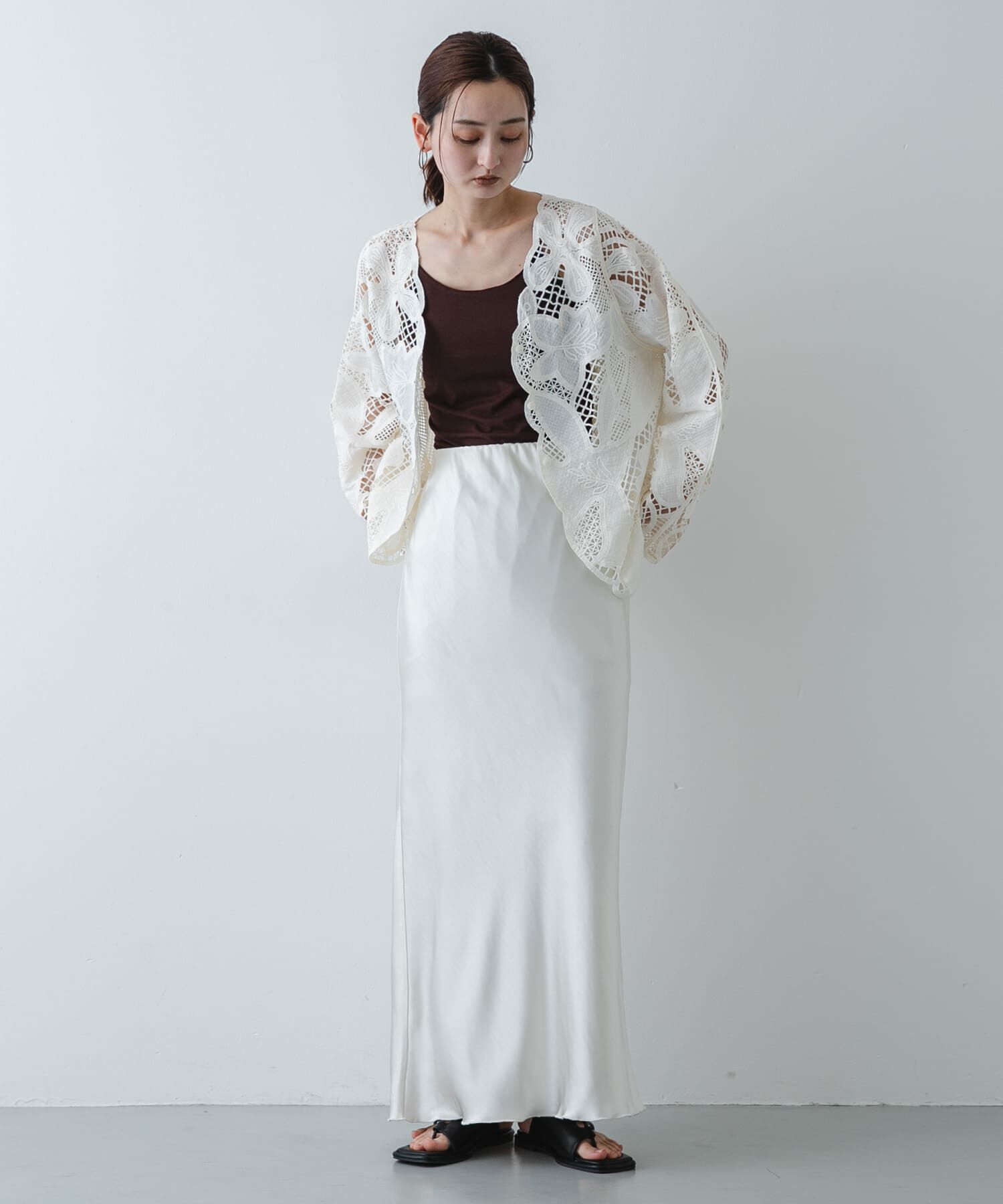 SENSE OF PLACE by URBAN RESEARCH「ノーカラーレースジャケット」|ノーカラージャケット|