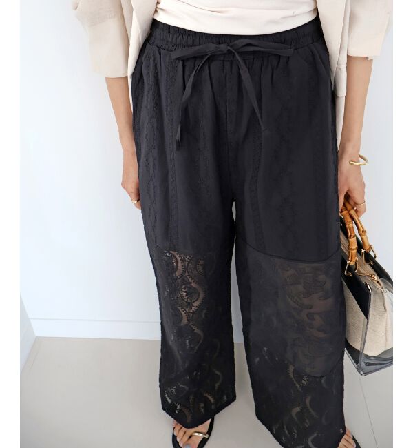  「vaneumレースファブリックドッキングパンツ」|その他|ブラック