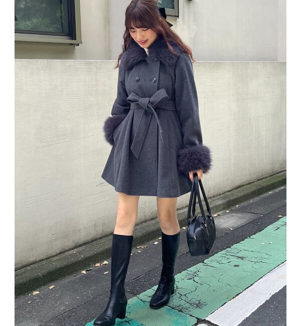 MAJESTICLEGON「2wayフェイクファーカラーフレアコート」|その他|