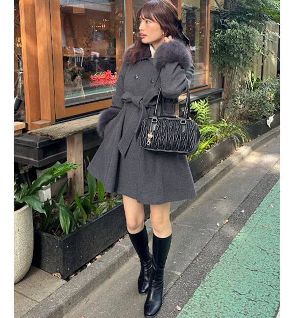 MAJESTICLEGON「2wayフェイクファーカラーフレアコート」|その他|