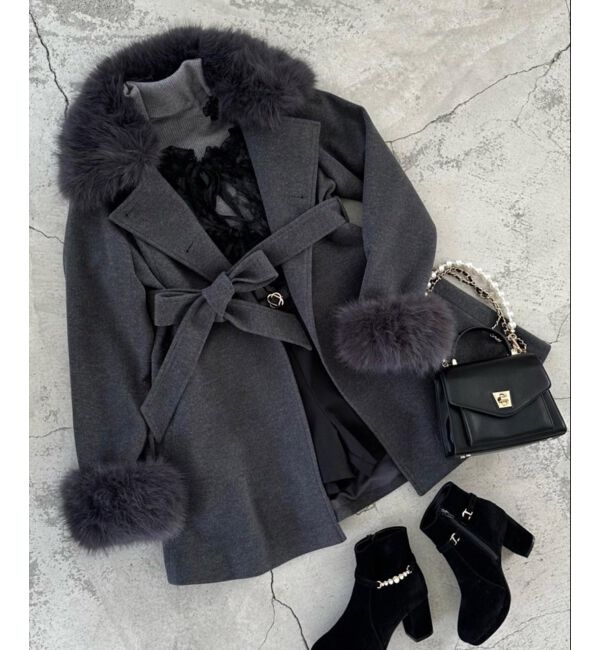 MAJESTICLEGON「2wayフェイクファーカラーフレアコート」|その他|