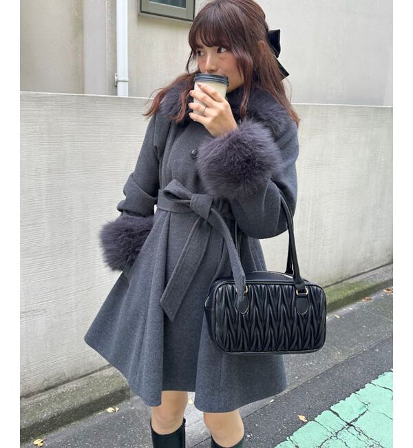 MAJESTICLEGON「2wayフェイクファーカラーフレアコート」|その他|Ｃ／グレー