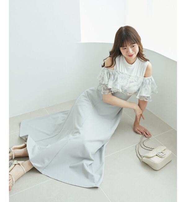  「ウエストきゅっとフリルフレアワンピ」|ワンピース|