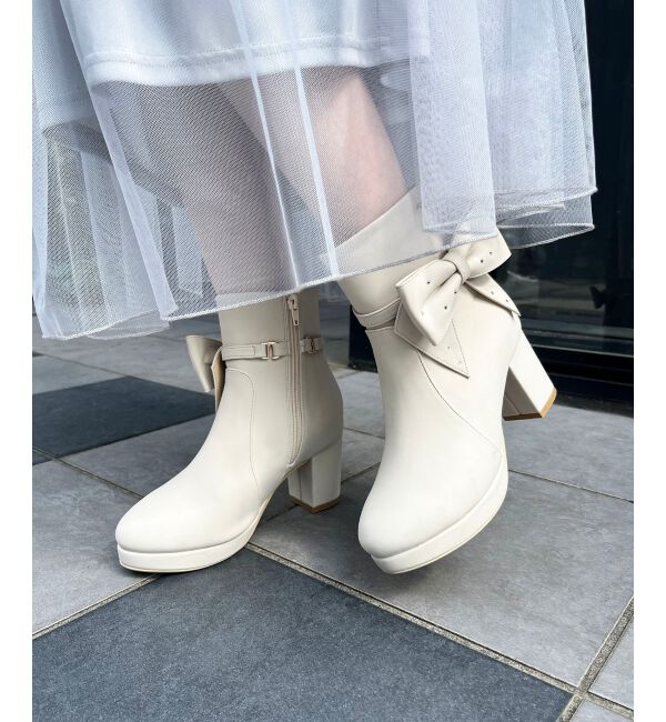  「3WAYビジューリボンブーツ」|ショートブーツ|