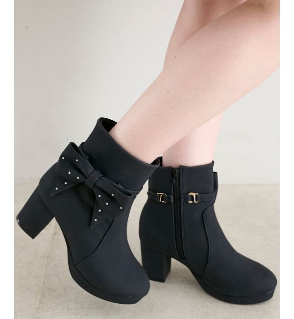  「3WAYビジューリボンブーツ」|ショートブーツ|