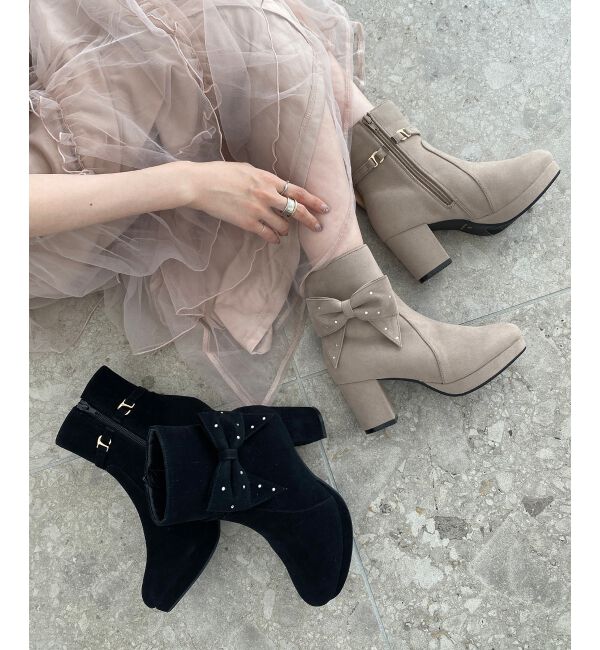  「3WAYビジューリボンブーツ」|ショートブーツ|
