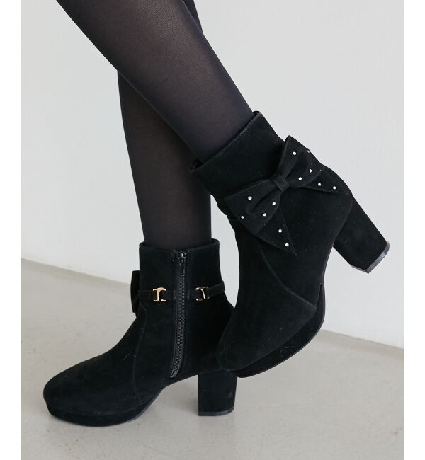  「3WAYビジューリボンブーツ」|ショートブーツ|