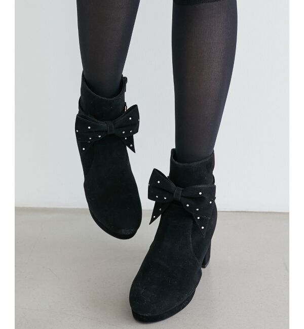  「3WAYビジューリボンブーツ」|ショートブーツ|