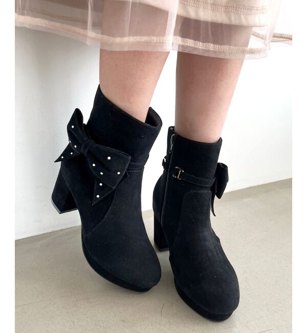  「3WAYビジューリボンブーツ」|ショートブーツ|